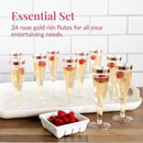 Prestee Set of 24 Plastic Champagne Flutes with Rose Gold Rim - 4.5 oz - Shatterproof Disposable Glasses - Elegant Design - Ideal for Weddings, Cocktail Parties, and Outdoor Celebrations by CozyNest Decor