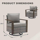 Outdoor Patio Swivel Rocker Chairs - Wicker Rattan Patio Swivel Rocking Chairs Set of 2 with Metal Wide Armrest, Thick Cushions and Deep Seating for Deck Porch Sunroom Garden(Mixed Grey/Grey) by CozyNest Decor