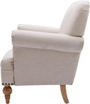 chairus Linen Accent Chair for Living Room Upholstered Mid Century Modern Single Sofa Chair with Solid Wood Legs Comfy Reading Chair Armchair for Bedroom/Office Room/Recption/Lounge, Cream by CozyNest Decor