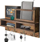 Key Holder for Wall, Mail Organizer Wall Mount with Key Hooks and Wallet Holder, Sunglasses Storage and Dog Leash Hanger, Decorative with 4 Double Hooks and Chalkboard by CozyNest Decor