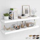 RICHFOCUS 48Inch Floating Shelves for Wall 2 Pack Shelves for Bedroom|Kitchen|Bathroom Wall Mounted Rustic Wood Floating Shelf with Invisible Brackets for Books|Storage|Decor, White by CozyNest Decor
