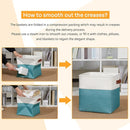 DULLEMELO Foldable Storage Cubes 11 x 11 Organizer Bins,Canvas Storage Bins Empty Gift Baskets for Organizing with SturdyLeather Handles, Closet Baskets for Nursery Storage(4 Pack - 11" White&Teal) by TinyTreasures Baby Boutique