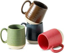 Hasense 15 Ounce Porcelain Coffee Mugs Set of 4 with Large Handle Perfect for Coffee, Tea, Milk, Chocolate and Latte, Unqiue Glaze Ceramic Coffee Cups Set for Man and Woman, Colorful