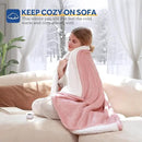 Sealy Electric Blanket Throw Size 50"*60",Super Cozy Flannel to Sherpa Reversible Heated Blanket Throw with 6 Heating Levels & 2-10 Hours Auto Off Overheating Protection Machine Washable,Pink by CozyNest Decor