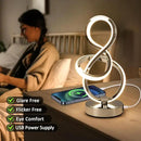 Modern Spiral Table Lamp, 7 Colors 10 Light Modes LED Nightstand Small Lamp with USB C+A Ports, Touch Dimmable Lamps for Living Room Bedroom Bedside, Unique & Cool Lamps,Silver by CozyNest Decor