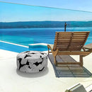 LVTXIII Inflatable Stool Ottoman Footrest with Handle, Indoor or Outdoor Foot Rest for Home Patio Garden and Camping, D21 x H9, Black Lush Leaf Jungle by CozyNest Decor