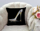 TSSOHU Square Decorative Throw Pillow Case Cushion Cover,Fashion Lady High Heel Shoe with Diamonds Soft Pillowcase 18x18 inch (No Glitter) by CozyNest Decor