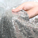 SquarePie Sequin Tablecloth 90 x 156 Inch Silver Sparkly Table Linen for Wedding Party by CozyNest Decor