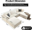 118" Cloud Couch Modular Sectional Sofa for Living Room,Modern Sofa with Deep Seat，U-Shape Boneless Couch with 2 Ottoman,Comfy Upholstered Corduroy Couches for Apartment, Studio, Office,Bedroom，White by CozyNest Decor