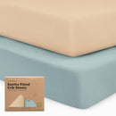KeaBabies 2-Pack Organic Crib Sheets for Boys, Girls - 52x28 Fitted Crib Mattress Sheet Neutral, Breathable Jersey Cotton Cover for Baby Bed, Toddler Mattress, Soft & Cute Prints (Toasty) by TinyTreasures Baby Boutique