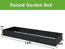MGNO 2pcs 12x4x1FT Galvanized Raised Garden Bed-Outdoor Planter Box for Vegetables-Metal Garden Bed,RRectangle Planting Box for Herb,Flower,Black by GreenHaven Gardens