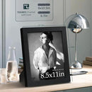 8.5x11 Picture Frame Set of 3 - Black Woodgrain, Solid Wood & HD Tempered Glass, Table Display or Wall Hanging by CozyNest Decor