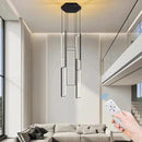 Modern Led Chandelier - Adjustable Black Lighting Fixture for High Ceiling, Suitable for Living Room, Staircase, Villa by CozyNest Decor