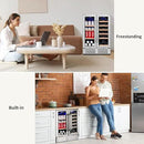 Wine and Beverage Refrigerator, 24 Inch Dual Zone Fridge with Glass Door, Built-In Cooler with Powerful and Quite Cool System/18 Bottles and 88 Cans Capacity Bverage Cooler by CozyNest Decor