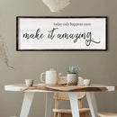Today Only Happens Once Make It Amazing Framed Wall Art, 32''×12'' Rustic Religious Christian Lords Prayer Sign for God Jesus Christ Prayer, Horizontal Holy Inspirational Catholic Scripture Decor by CozyNest Decor