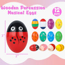 POPLAY 12PCS Wooden Percussion Musical Eggs Maracas Egg Shakers for Party Favors Classroom Prize Supplies Musical Instrument by TinyTreasures Baby Boutique