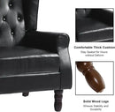 Accent Chair, Upholstered Armchair with Button Tufted High Back & Solid Wood Legs, Comfy Wingback Reading Single Sofa Chair for Small Spaces, Living Room, Bedroom (Leather Black, Set of 1) by CozyNest Decor