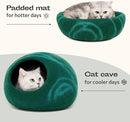 MEOWFIA Cat Cave – Premium Felt Cat Bed for Indoor Cats, Handmade 100% Merino Wool (Medium, Emerald) by CozyNest Decor