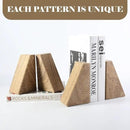 Marble Bookends for Heavy Books, Decorative Book Ends for Shelves, Unique Marble Stone Durable and Heavy Book Ends for Hardback Books & CDS, Book Stopper/Holder, Set of 2(Moca Jade) by CozyNest Decor
