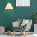 GLOBE Electric 61000060 60" Floor Lamp, Matte Brass Finish, Beige Linen Shade, Heavy Weighted Base, Rotary Switch on Shade, Modern Standing Light for Living Room, Home Office Accessories by CozyNest Decor