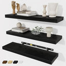 Fun Memories Black Floating Shelves Wall Shelf 24 Inch Long, Rustic Bathroom Shelves, Wall Mounted Wood Floating Shelf for Kitchen, Living Room, Bedroom, 24 x 6.7 x 1.4 inch Set of 3 by CozyNest Decor