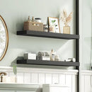 HOOBRO Floating Shelves for Wall, Wall Mounted Shelf Set of 2, 31.5" Hanging Shelf with Invisible Brackets, for Wall in Bathroom, Bedroom, Toilet, Kitchen, Living Room, Office, Black BK80BJP201 by CozyNest Decor