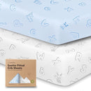 KeaBabies 2-Pack Organic Crib Sheets for Boys, Girls - 52x28 Fitted Crib Mattress Sheet Neutral, Breathable Jersey Cotton Cover for Baby Bed, Toddler Mattress, Soft & Cute Prints (ABC Land Sky) by TinyTreasures Baby Boutique