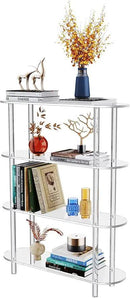Clear Bookshelf, Acrylic Bookcase with Open Book Shelf Console Table for Entryway Office Living Room Bedroom (4 Tier Clear) by CozyNest Decor