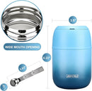 17 oz Insulated Lunch Containers, Hot Food Jar, Wide Mouth, Vacuum Stainless Steel Thermo Lunch Box with Handle and Folding Spoon, Blue by TinyTreasures Baby Boutique