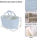 Diaper Caddy Organizer Cotton Rope Baby Basket Nursery Storage and Portable Tote Bag for Car Ideal Baby Shower Gifts and Registry Must-Have for Newborn Essentials Large blue by TinyTreasures Baby Boutique