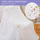 Bigacogo Chunky Knit Throw Blanket for Couch, 60x80 inches, 100% Hand Knitted with Thick Jumbo Chenille Yarn, Cozy Soft Large Rope Knot Cable Crochet Blankets for Sofa Bed Living Room, White by CozyNest Decor