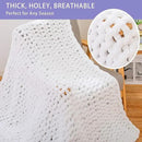 Bigacogo Chunky Knit Throw Blanket for Couch, 40x80 inches, 100% Hand Knitted with Thick Jumbo Chenille Yarn, Cozy Soft Large Rope Knot Cable Crochet Blankets for Sofa Bed Living Room, White by CozyNest Decor