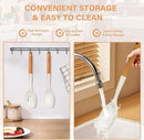 Large Silicone Cooking Spoon Set, 2 Pack Solid Slotted Spoon with Wooden Handle, Nonstick Silicone Kitchen Spoons for Cooking, Heat Resistan Spatula Set for Serving, Basting, Mixing (White) by CozyNest Decor