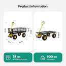 SUNNYFEEL 900 Lbs Capacity Heavy Duty Mesh Steel Garden Cart, Folding Utility Wagon with Removable Sides,10 Inch Flat Free Tires, Black & Yellow by GreenHaven Gardens