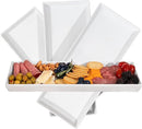 Home Beets White Ceramic Serving Platters (14 x 6 Inch Rectangle Plates) Serving Dishes for Entertaining, Food, Appetizers, Desserts, Cheese Board, Charcuterie, Sushi - Set of 4 Party Serving Trays by CozyNest Decor