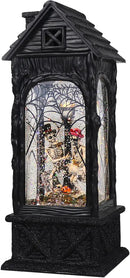 Eldnacele Halloween Ghost Projection Snow Globe Lantern with 6-Hour Timer, Lighted Plug-in & Battery Operated Water Glittering Snowing Globe Lamp for Spooky Fall Halloween Indoor Decoration(Skeleton) by CozyNest Decor