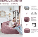 5FT Bean Bag Chair, Large Bean Bag Chairs with Memory Foam Filled, Fluffy Beanbag Sofa with Dutch Velvet Cover, Round BeanBag Chairs for Living Room, Playroom - Dusty Pink by TinyTreasures Baby Boutique