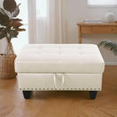 Ottoman Rectangular Storage Ottoman Bench, Faux Leather Footrest, Coffee Table, Stool Footstool with Hinged Lid for Living Room, Bedroom, Entryway, White, 28.5"x19"x17.5" by CozyNest Decor