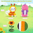 Crochet Kit for Beginners, 2PCS Cats Dressed as Bee and Butterfly Crochet Kits with Step-by-Step Video Tutorials, Beginner Crochet Kits for Kids and Adults, Animal Crocheting Kit for Starters by TinyTreasures Baby Boutique