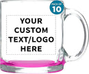 Custom Libbey Clear Glass Coffee Mugs 13 oz. Set of 10, Personalized Bulk Pack - Perfect for Coffee, Tea, Espresso, Hot Cocoa, Other Beverages - Pink Bottom by TinyTreasures Baby Boutique