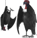 Tenceur 1 Piece Faux Vulture Effigy 18'' Large Fake Vulture Decoys Simulated Full Feathered Realistic Bird Black Hanging Faux Bird Scarecrow for Yard Roofs Trees Garden by GreenHaven Gardens