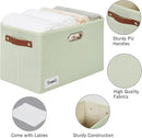 Large 3-Pack Foldable Fabric Storage Bins with Durable PU & Metal Handles, Collapsible Storage Baskets for Shelves, Home Storage, Closet Organizers, Living Room(14.9"x9.8"x9.8", Sage Green) by CozyNest Decor