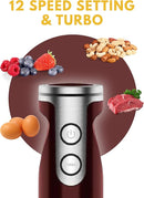 Megawise 3-in-1 Hand Blender – 12-Speed, Includes Powerful Blender Stick, Whisk, and Milk Frother – Easy to Clean and Perfect for Smoothies, and More (Red) by TinyTreasures Baby Boutique