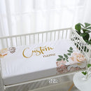 Personalized Baby Crib Bedding Set for Girls, Flower Design Custom Name Baby Crib Sets 5-Pcs, Toddler Double Layer Blanket Fitted Sheets Changing Pad Cover Rug Wall Art Set, Charming Nursery Decor by TinyTreasures Baby Boutique