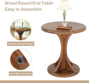 Tribesigns Round End Side Table: Wood Small Sofa Chair Side Table for Living Room, Mid-Century Bedside Nightstand for Bedroom, Accent Table, Easy Assembly, Vintage Brown by CozyNest Decor