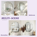 Bathroom Mirror for Wall, 24" x 24" Circle Bathroom Vanity Mirror, Beveled Edge Frameless Wall Mount Vanity Mirror, Decorative Round Irregular Beveled Edge by CozyNest Decor