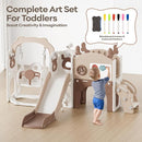Mloong 12 in 1 Toddler Slide and Swing Set, Kids Slide for Toddlers 1-3 Years Old Baby, Indoor Outdoor with Basketball Hoop Drawing Golf for Kids Easy Assembly(Beige & Rosy Brown)(82×67×41in) by TinyTreasures Baby Boutique