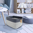 COMFY-HOMI 3Pack Cotton Rope Square Basket with Handles for Shelves|Dog Toy Storage Bin|Shoe Organizer - New 13.5" x 11" x 9.5" (Light Grey) by CozyNest Decor