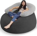 HABUTWAY Bean Bag Chair with U-shaped Pillow for Adult and Kids Big BeanBag Chair with Filling Ultra Soft Faux Fur Couch Chair with Washable Cover for Living Room Bedroom Office, Dark Grey& Light Grey by CozyNest Decor