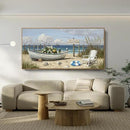 amatop Giant Framed Beach Wall Art Large Nautical Seaside Canvas Print Flower Boat Ocean Horizontal Landscape Picture Sea Birds Artwork for Coastal Farmhouse Living Room Bedroom Office Decor 58×29 Inch by CozyNest Decor